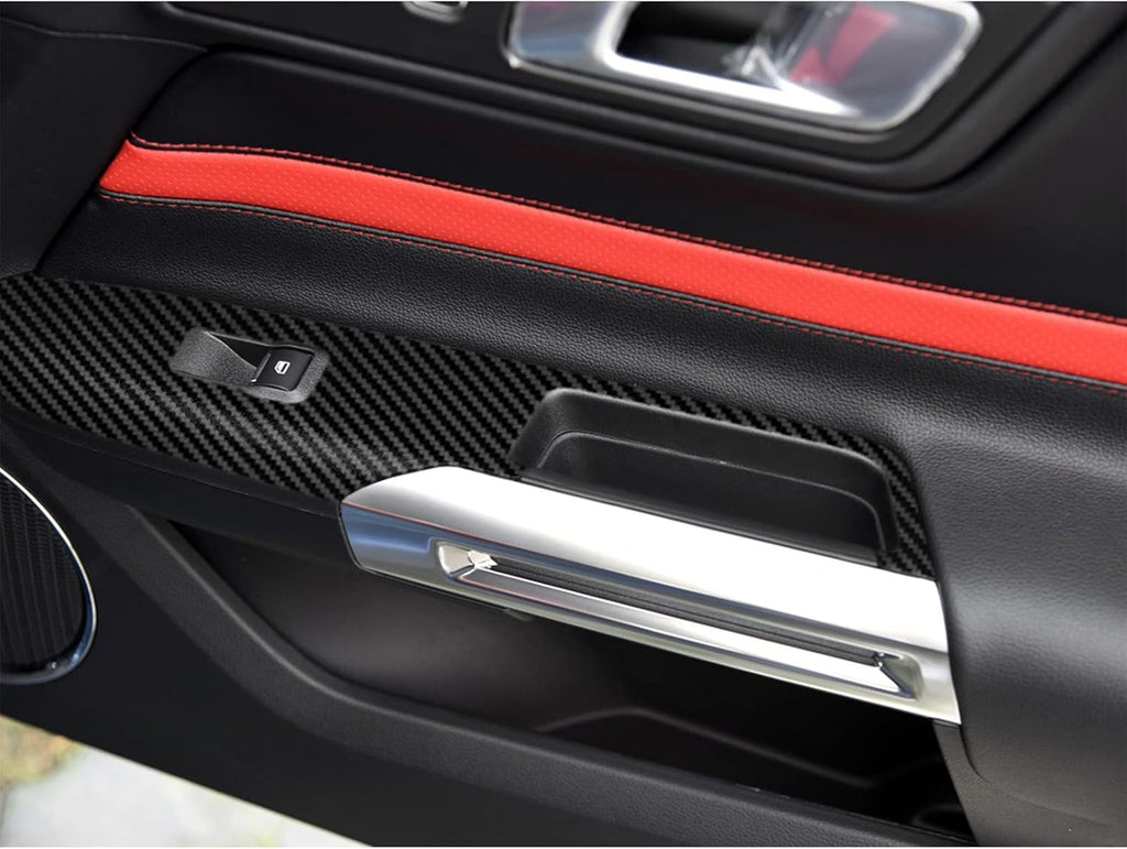 Carbon Fiber Texture Vinyl Wrap Center Console Dashboard Cover for Mustang 48PCS Black Y735