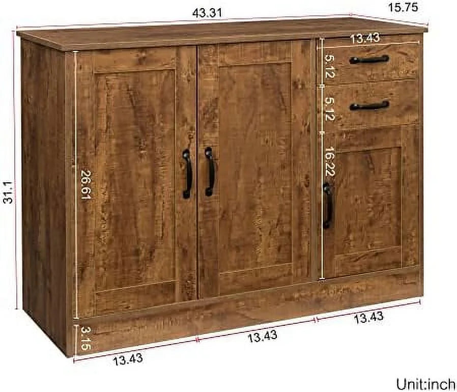 Mid-Century Coffee Cabinet Sideboard Buffet Accent Console Table Oak N3386