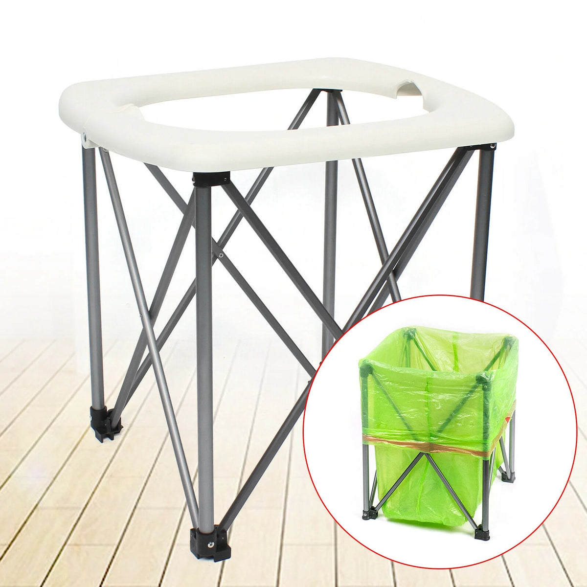 Portable Folding Toilet Commode Seat with Steel Feet G19280