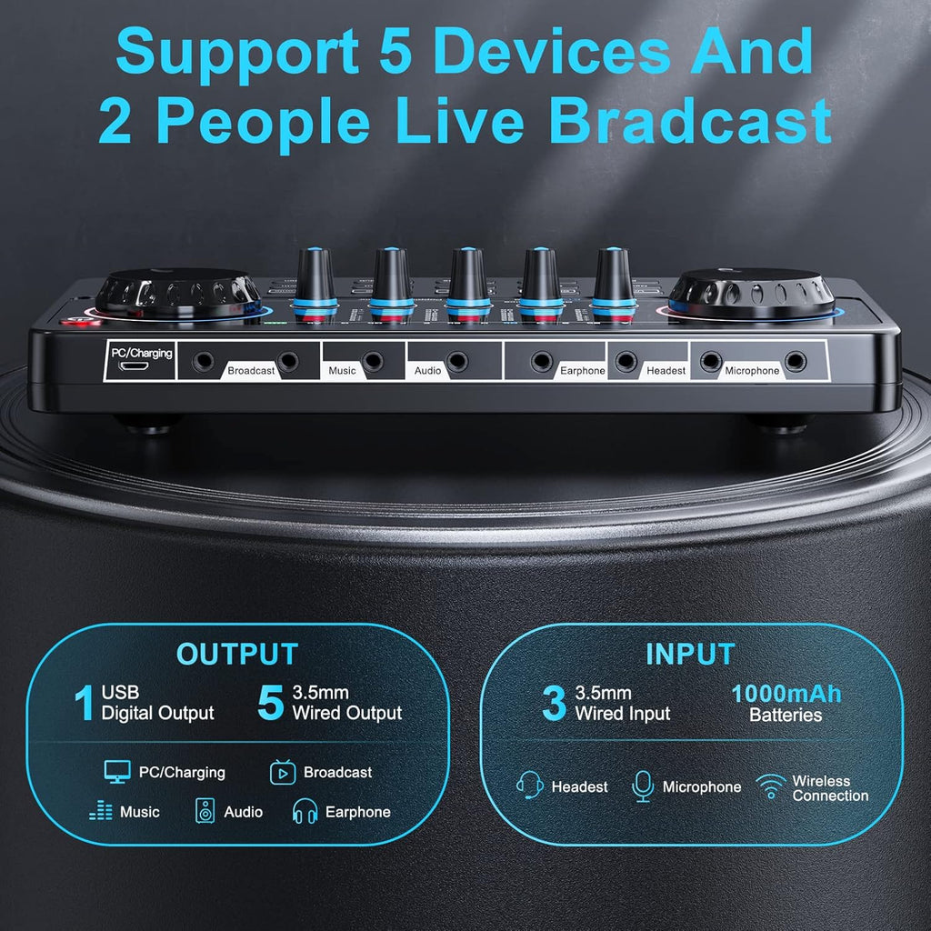 Podcast Equipment Bundle Audio Interface with DJ Mixer Sound Card I57048