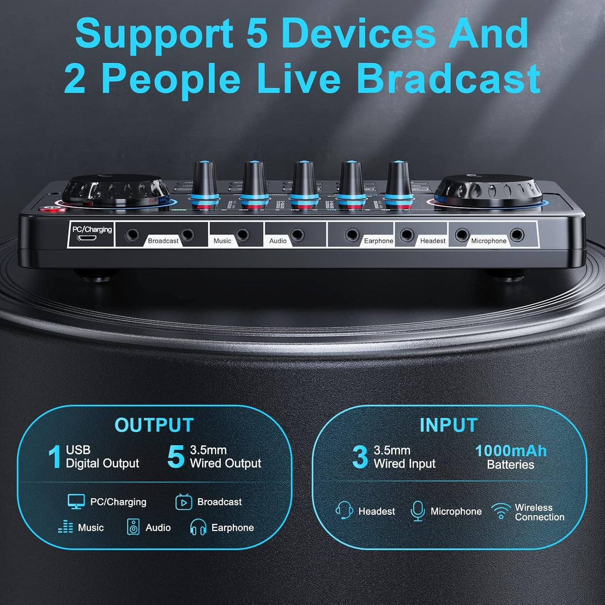 Podcast Equipment Bundle Audio Interface with DJ Mixer Sound Card I57048