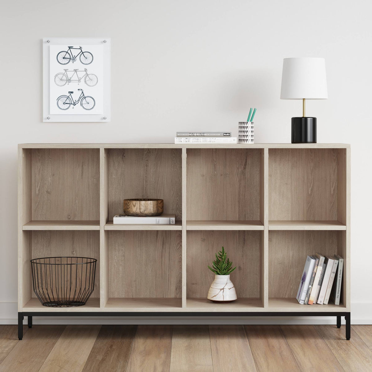 8-Cube Vintage Oak Bookcase P836