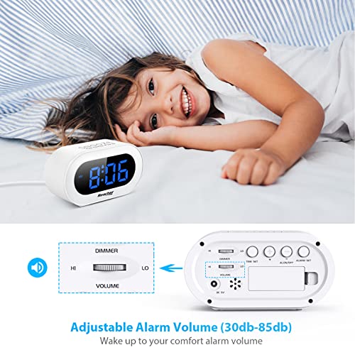 Small LED Digital Alarm Clock with Snooze (White) W489522