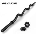 EZ Curl Bar Weight Lifting Bar with 2 Star Collars, 1-inch Black L285797