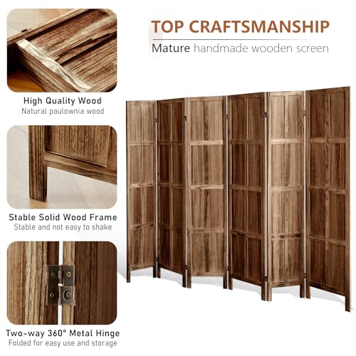 Wood 4 Panel Room Divider, 5.6 FT Tall Folding Privacy Screen N9182