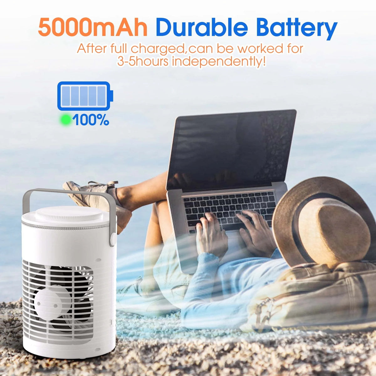 Portable Rechargeable Evaporative Air Cooler 3 Speed F726