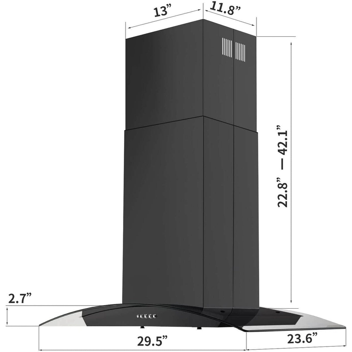 30 inch Stainless Steel Island Mount Range Hood 900 CFM J8169
