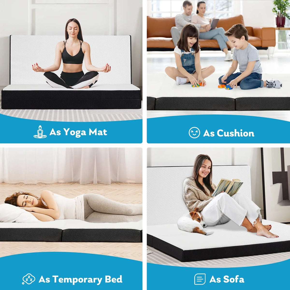 4 inch Tri-fold Memory Foam Mattress Topper M7429
