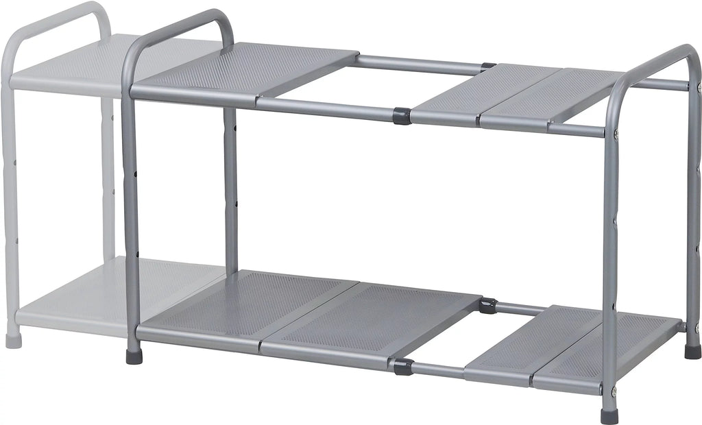 Under Sink 2 Tier Expandable Shelf Organizer Rack, Silver U636