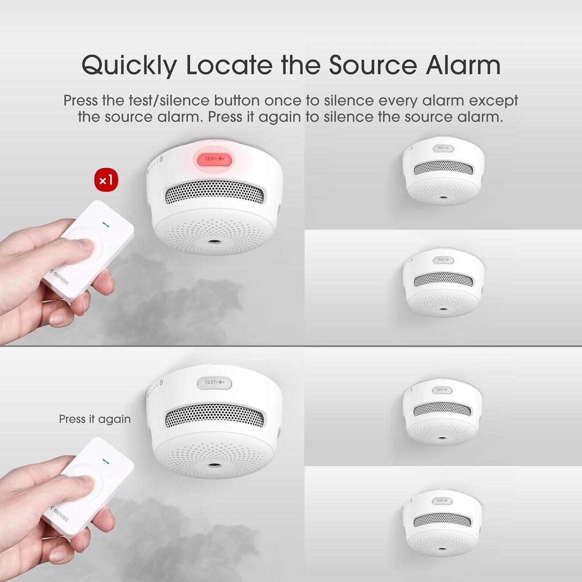 Remote Controller for Wireless Smoke & Carbon Monoxide Detector Alarms V215