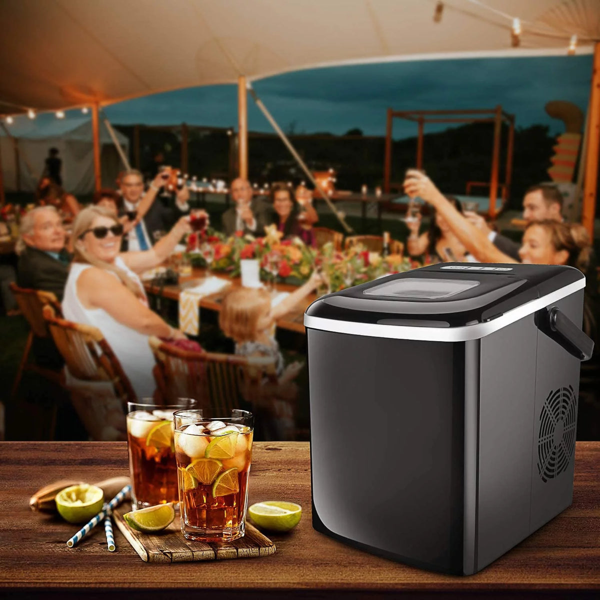 Portable Ice Maker 9 Cubes 26lbs 2 Ice Cube Sizes M2417