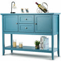 Blue Wooden Sideboard Buffet Table with Drawers and Storage Cabinets M852076