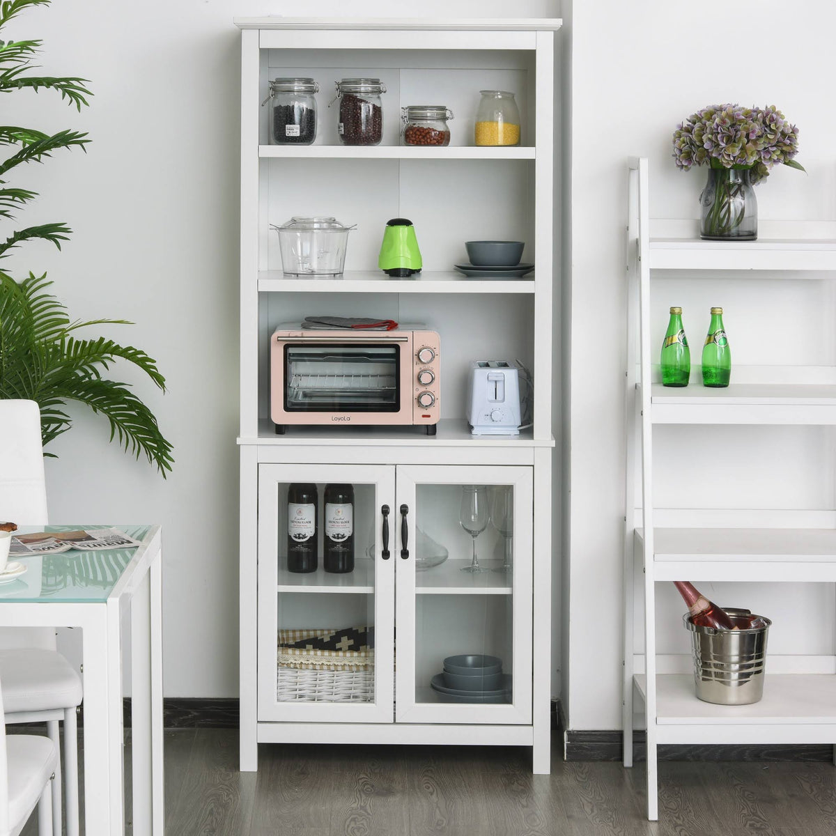 White Storage Cabinet Bookcase with Adjustable Shelves G755166