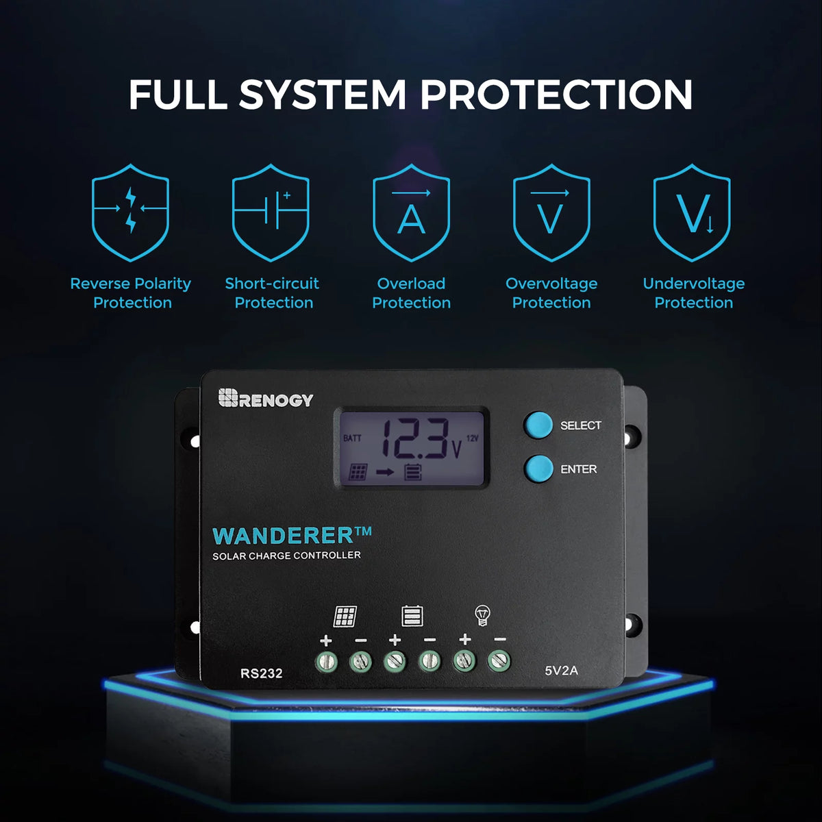 100W 12V Monocrystalline Solar Starter Kit with 10A Charger Controller H399052
