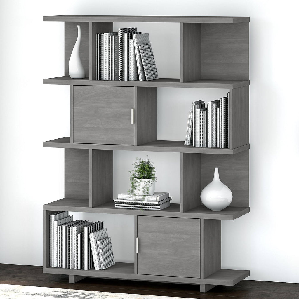 Modern Gray Bookcase with Doors Z624620