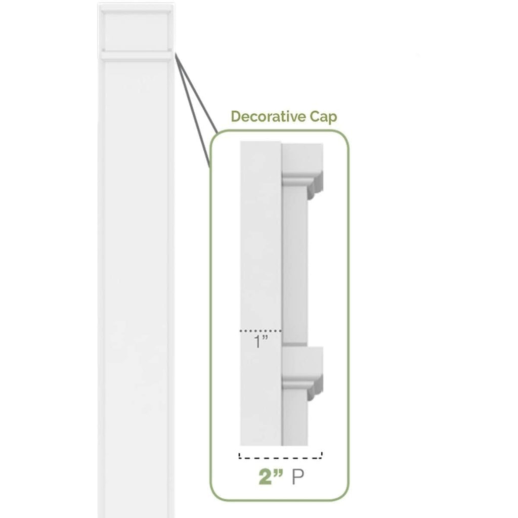 Two Equal Flat Panel PVC Pilaster with Capital and Base (Pair) U9089