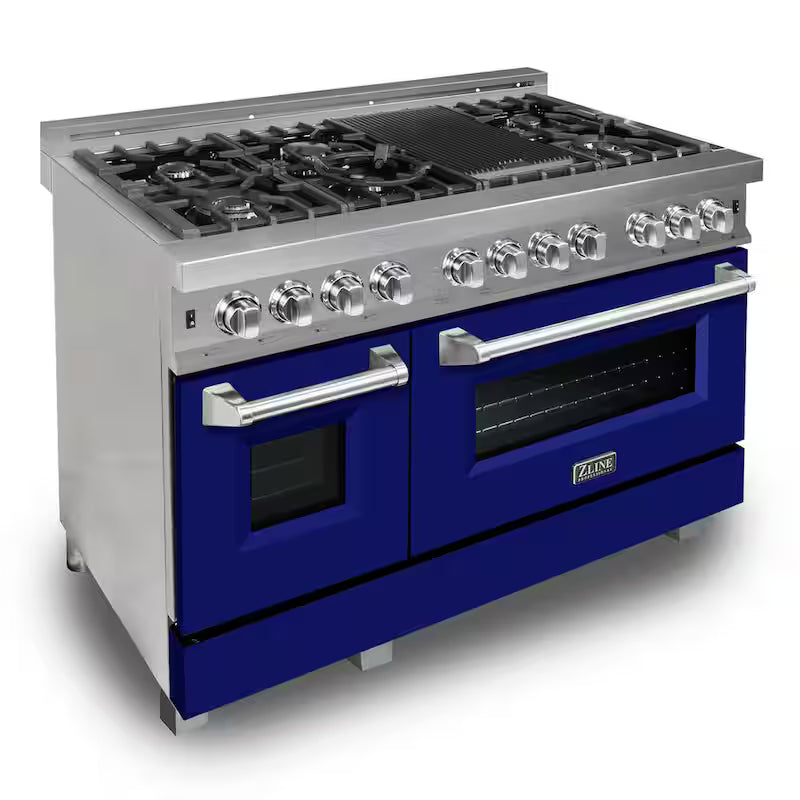 7 Burner Double Oven Dual Fuel Range with Blue Matte Door C2591