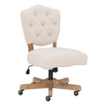 Beige Wood Upholstered Swivel Office Chair M8456