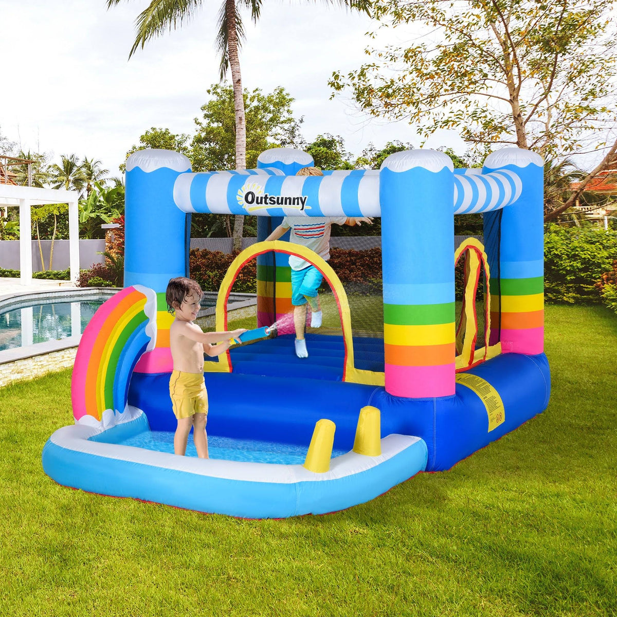 2-in-1 Kids Inflatable Bounce House with Carry Bag O724