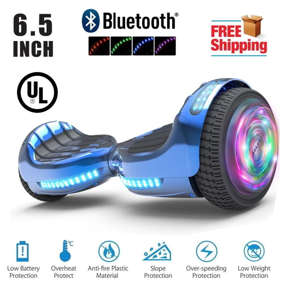 Chrome Blue Self Balancing Hoverboard with LED Light L64050