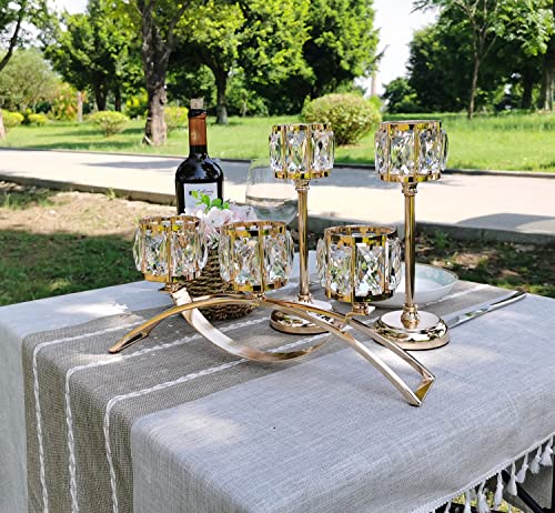 Black Set of 3 Crystal Candle Holders U5012