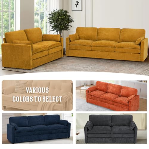 Black Chenille 3 Seats and 2 Seats Sofa Set with Pillows T42431