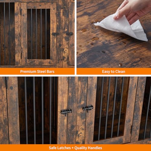Wooden Double Dog Crate Kennel with Divider S3991