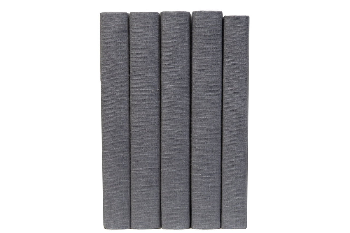 Dark Grey Linen-Wrapped Decorative Books J493