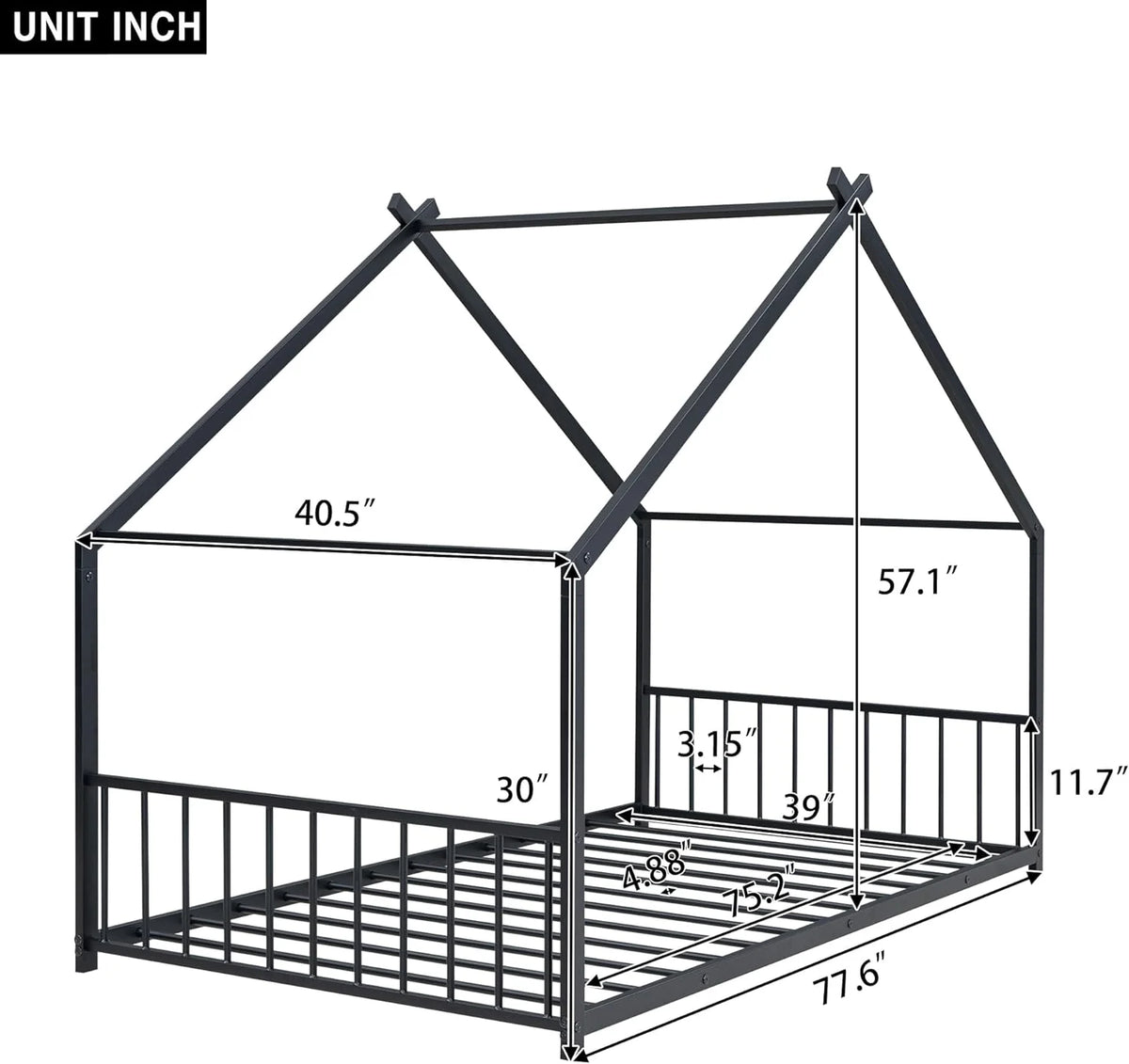 Black Floor Bed Frame Q1235