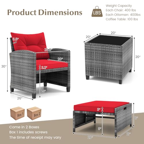 5 Piece Patio Rattan Furniture Set with Coffee Table U8577