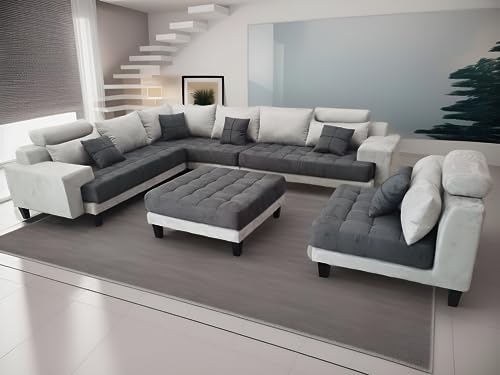 Black Microfiber Fabric Sectional Sofa X143
