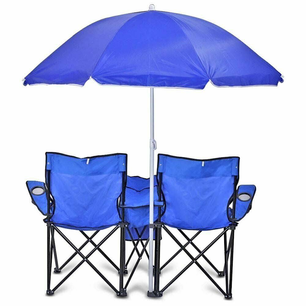 Blue Portable Double Folding Chair with Carry Case P1603