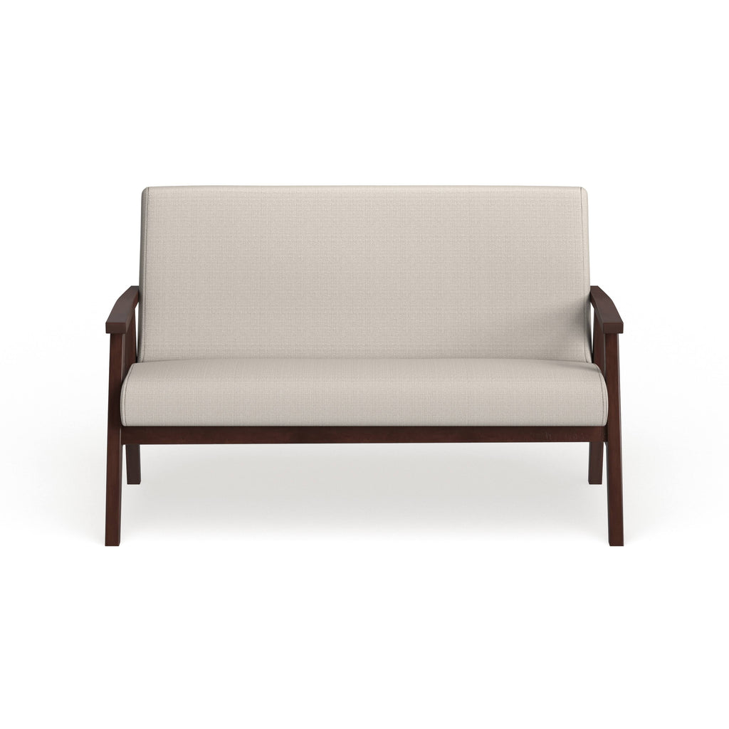 White Fabric Settee Loveseat O40989