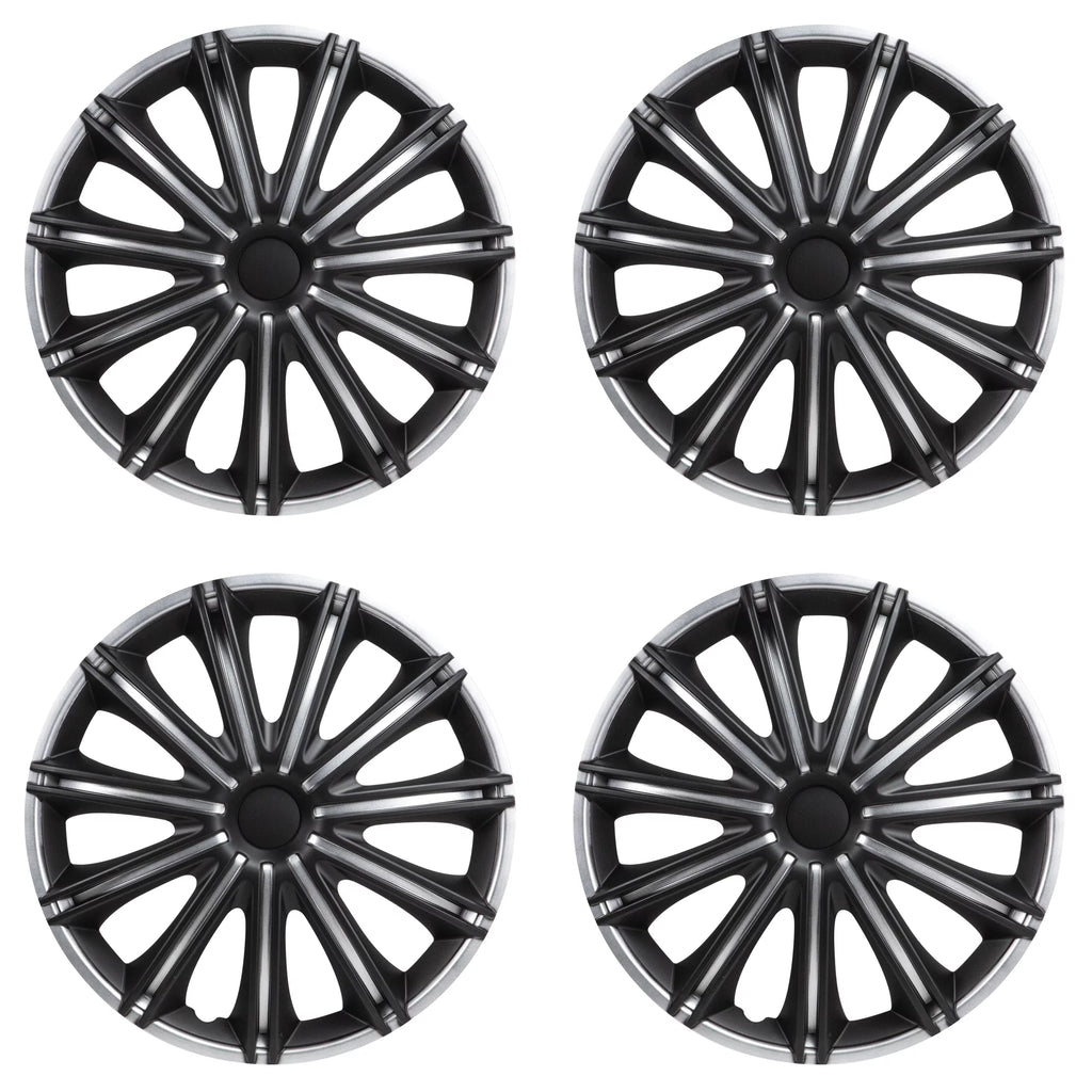 Silver & Black Set of 4 Wheel Covers Y33946