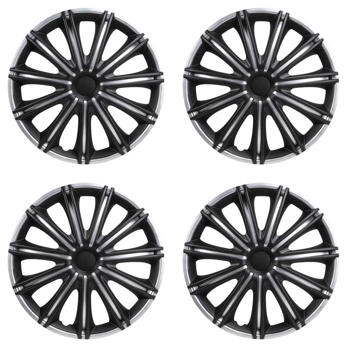 Silver & Black Set of 4 Wheel Covers Y33946