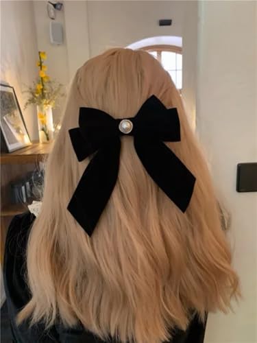 Velvet Hair Bow Clip with Metal Rose Accent, Pack of 2, Red Y2065