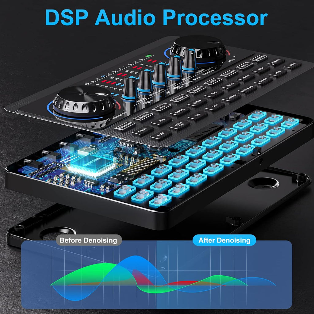 Podcast Equipment Bundle Audio Interface with DJ Mixer Sound Card I57048