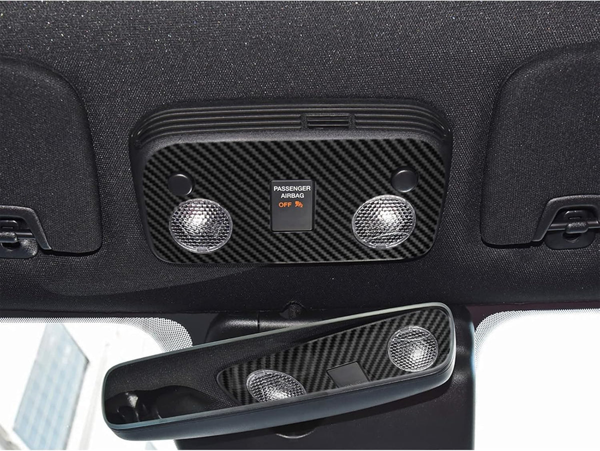 Carbon Fiber Texture Vinyl Wrap Center Console Dashboard Cover for Mustang 48PCS Black Y735