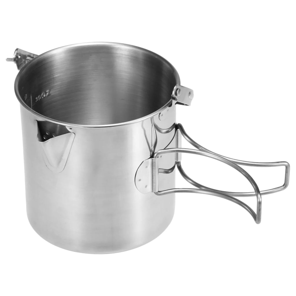 1L Stainless Steel Camping Kettle with Foldable Handle X932671