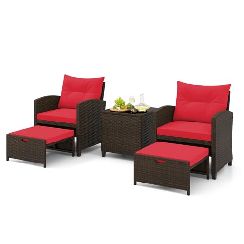5 Piece Patio Rattan Furniture Set with Coffee Table U8577