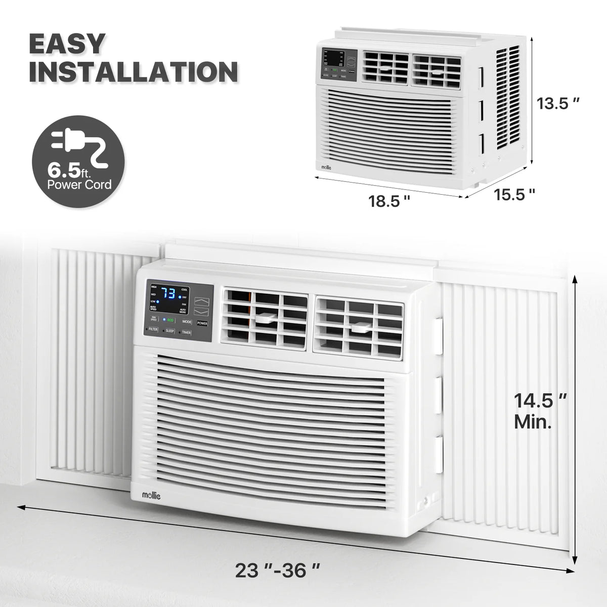 12,000 BTU 115V White Window Air Conditioner with Remote Control P493