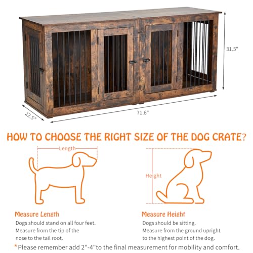 Wooden Double Dog Crate Kennel with Divider S3991