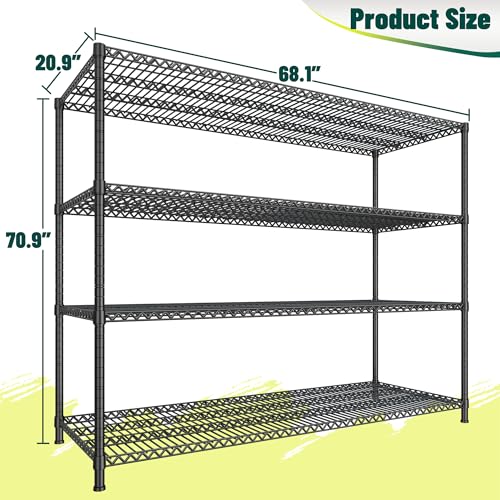 68.1"W 2500LBS Adjustable Wire Shelving Unit T245324