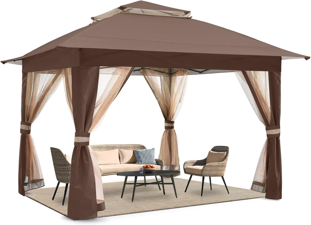 13x13Ft Pop Up Canopy Tent with Mosquito Netting Walls A443772