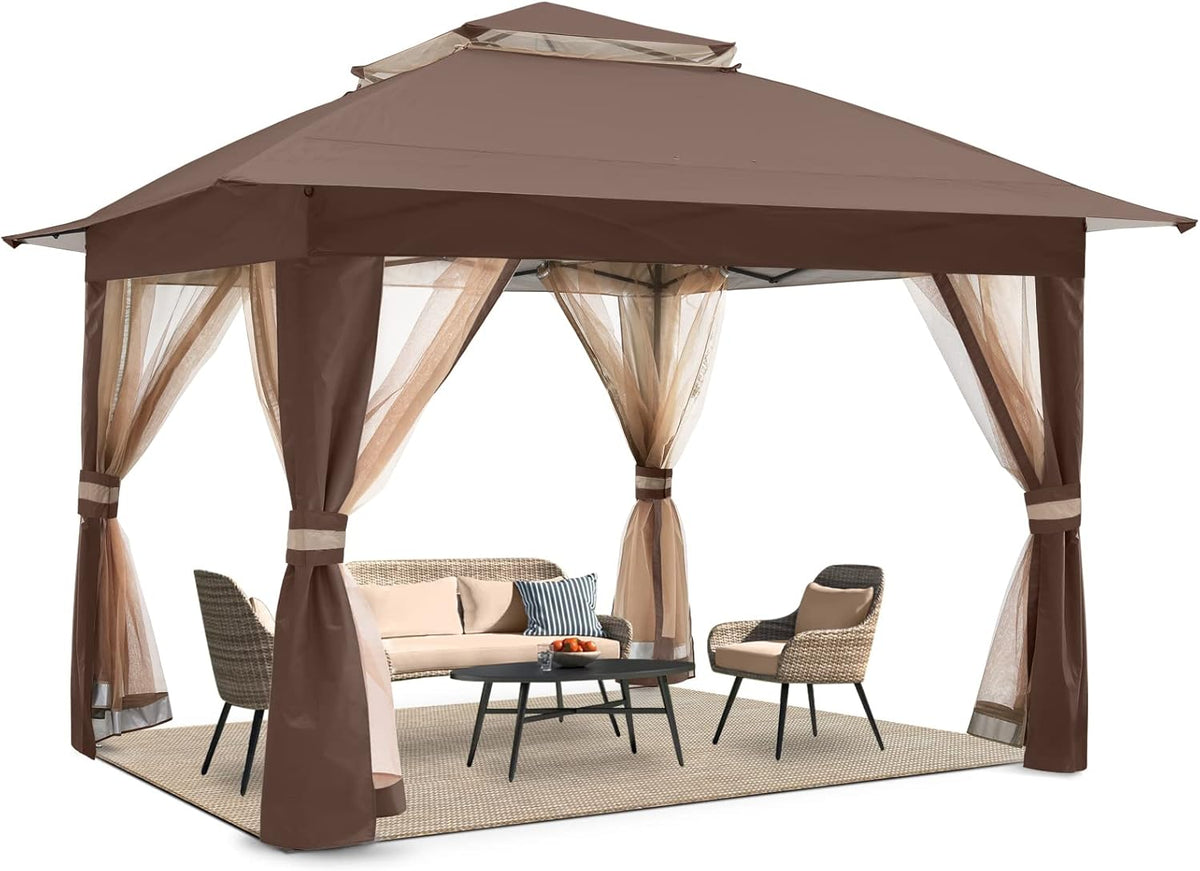 13x13Ft Pop Up Canopy Tent with Mosquito Netting Walls A443772