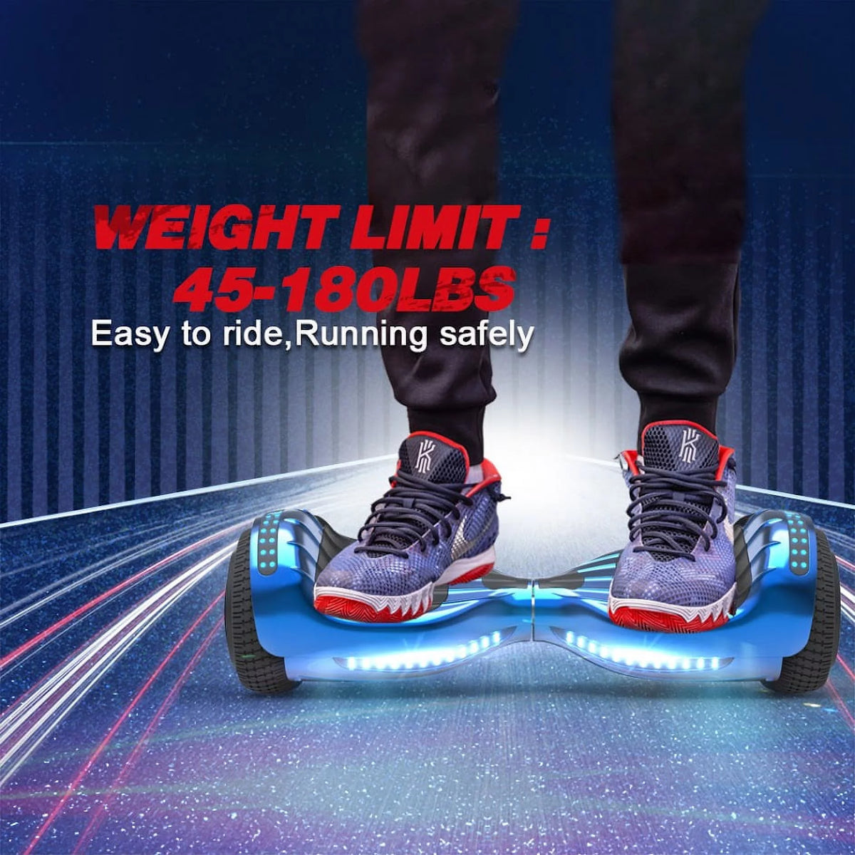 Chrome Blue Self Balancing Hoverboard with LED Light L64050