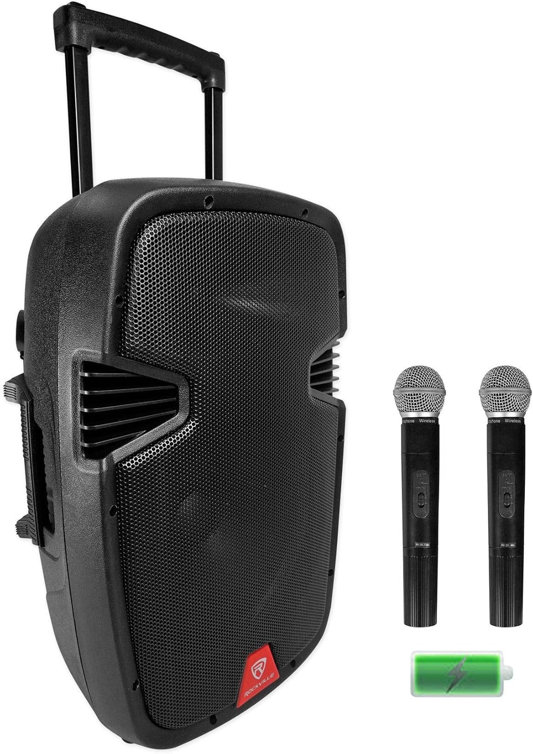 12" Rechargeable Powered 600W PA Speaker with 2 Mics and Bluetooth K82652