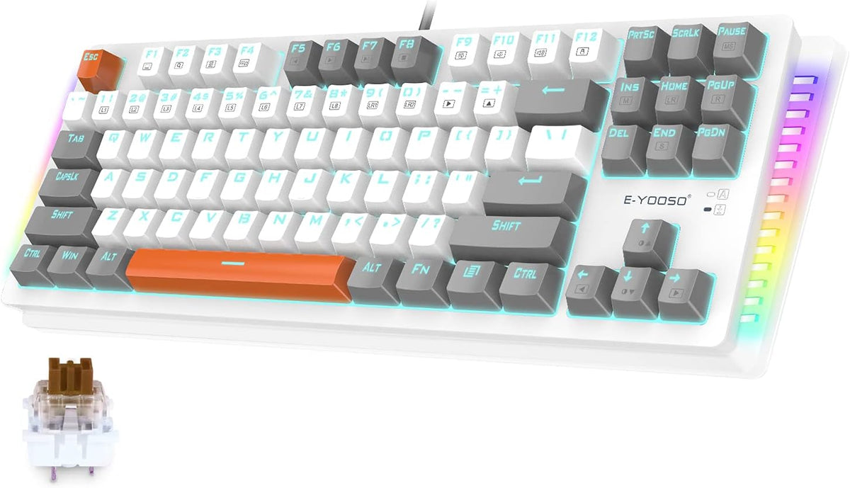 87 Keys Wired Mechanical Keyboard with Brown Switches D61597