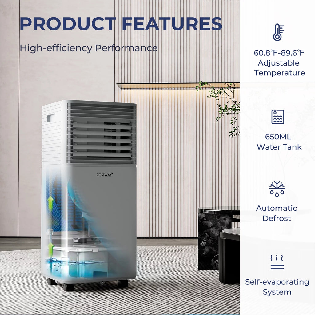 6000 BTU 3-in-1 Portable Air Conditioner with Dehumidifier & Fan Gray T3932