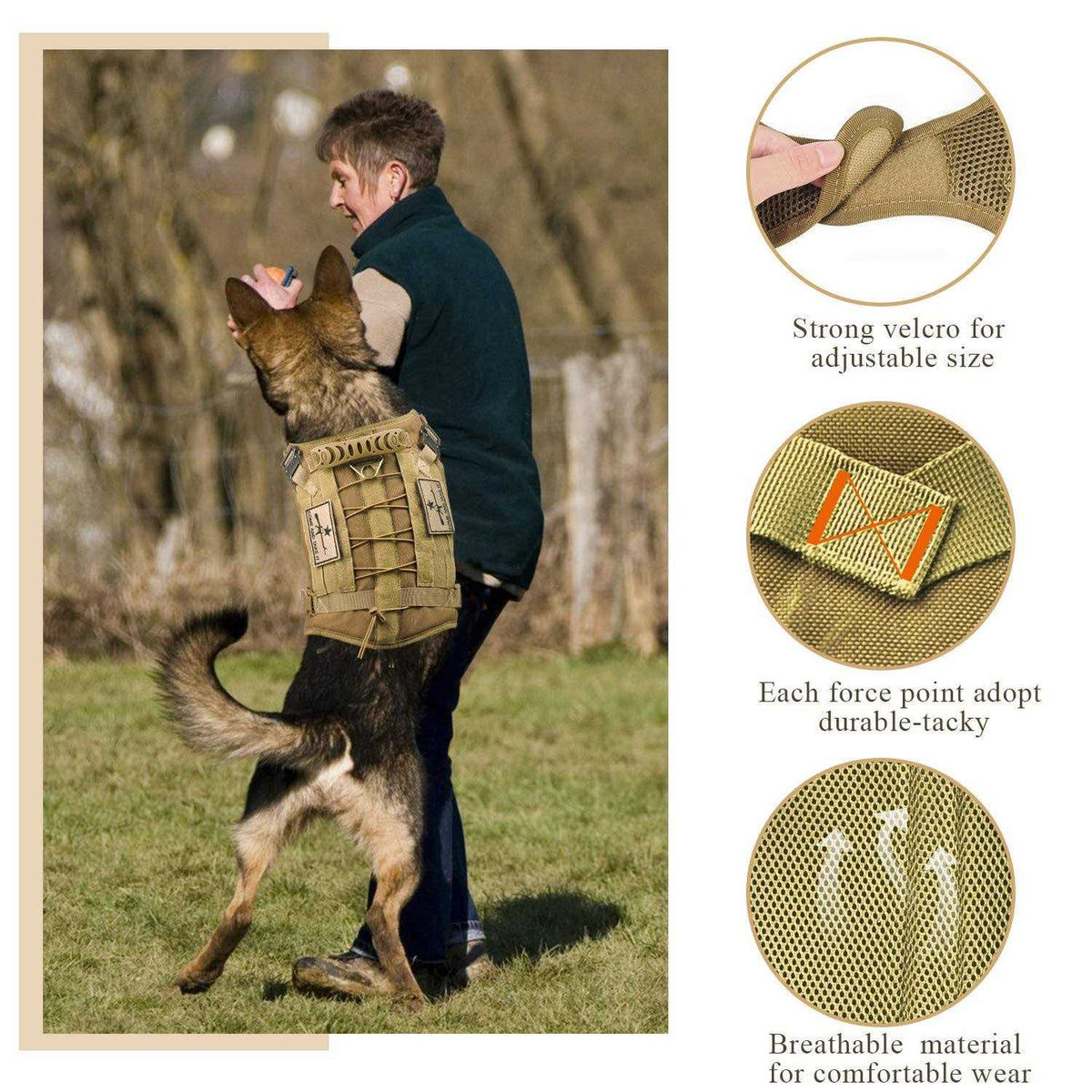 Tactical Dog Vest Harness with Rubber Handle & Metal L705147